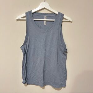 Alo Yoga Small Light Blue Cropped Muscle Tank Crop Top Round Neck Cotton Blend